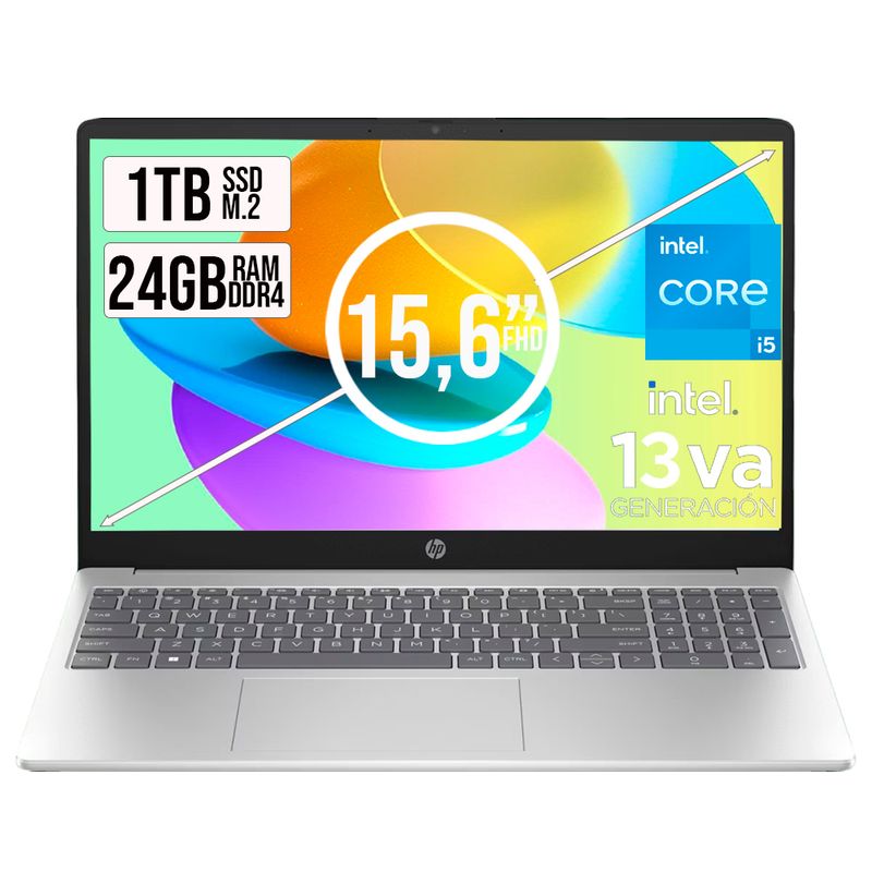 HP - PORTATIL HP 15 INTEL CORE I5-1334U SSD 1TB RAM 24GB LED 15,6 FHD WIN 11