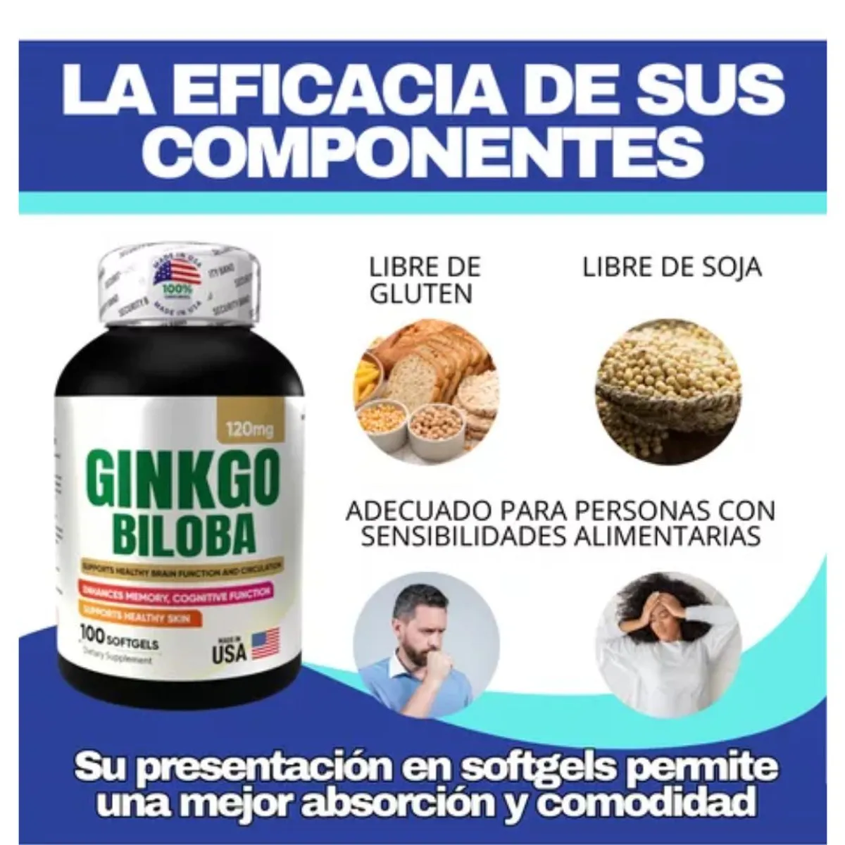 NATURAL ENERGY PRODUCTS - Ginkgo Biloba Americano Puro x 100 unidades