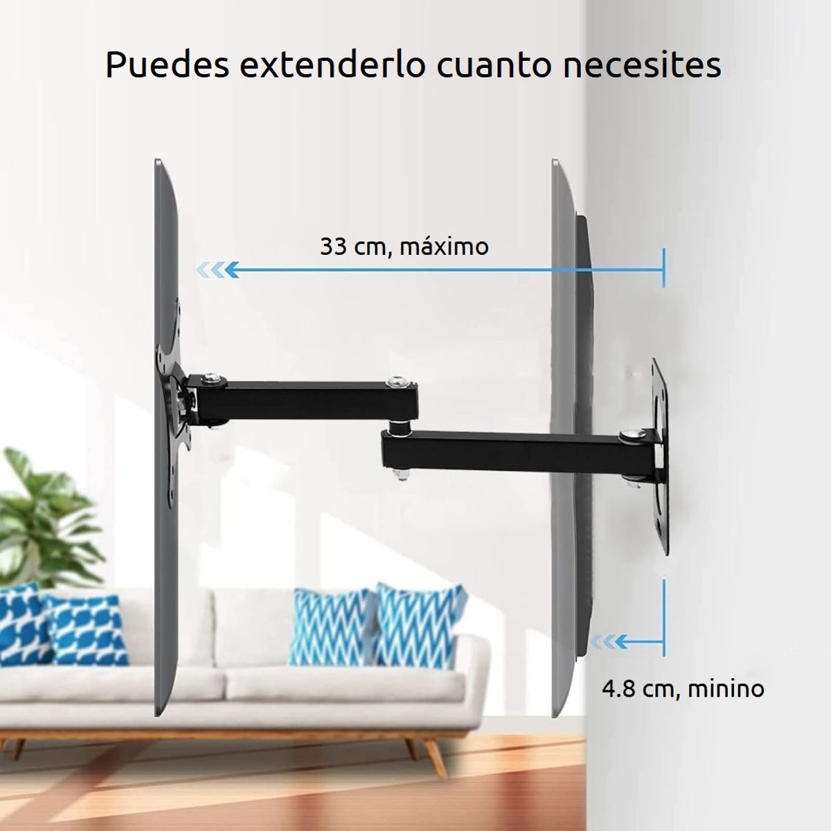GENERICO - Soporte Base Pared Móvil Monitor Pc Tv 13 14 17 19 21 24 27"