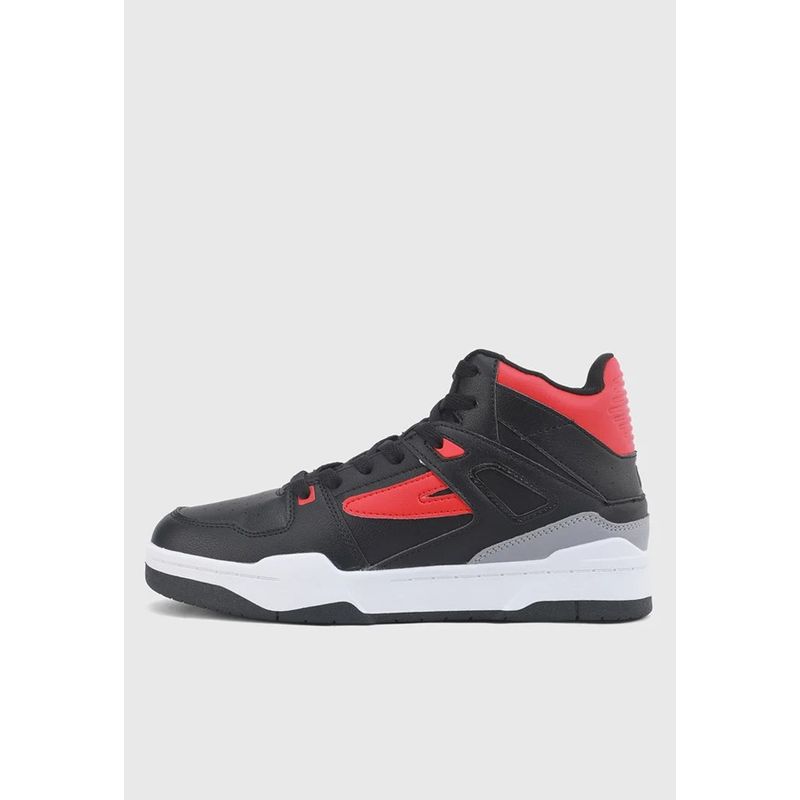 FILA - Tenis Fila Hombre Groster 430060BRW Negro Rojo Urbano Alto