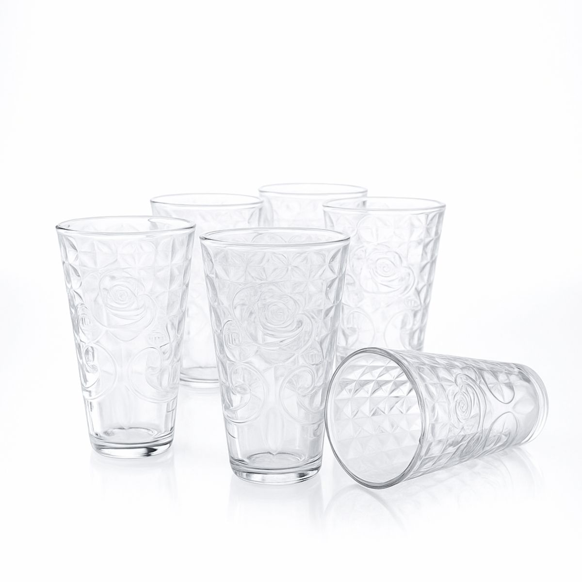 LIBBEY - Set de 6 Vasos en Vidrio Grabado Diamante