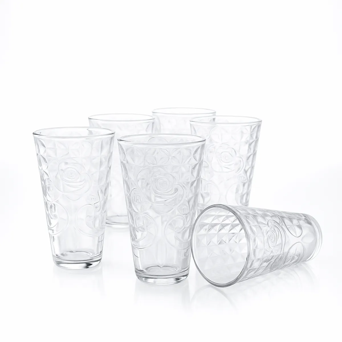 LIBBEY - Set de 6 Vasos en Vidrio Grabado Diamante