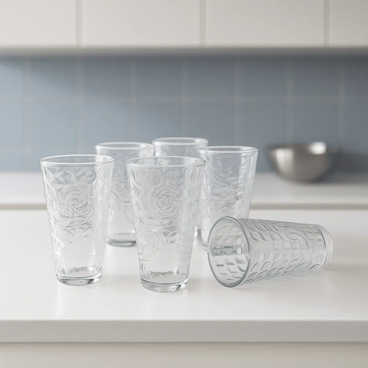 LIBBEY - Set de 6 Vasos en Vidrio Grabado Diamante