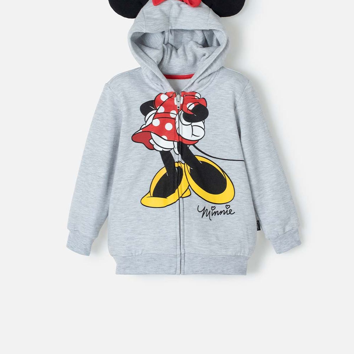 DISNEY - Buzo de Minnie Mouse gris con capucha para niña 2T a 5T