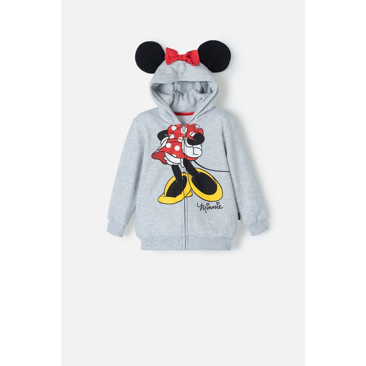 DISNEY - Buzo de Minnie Mouse gris con capucha para niña 2T a 5T