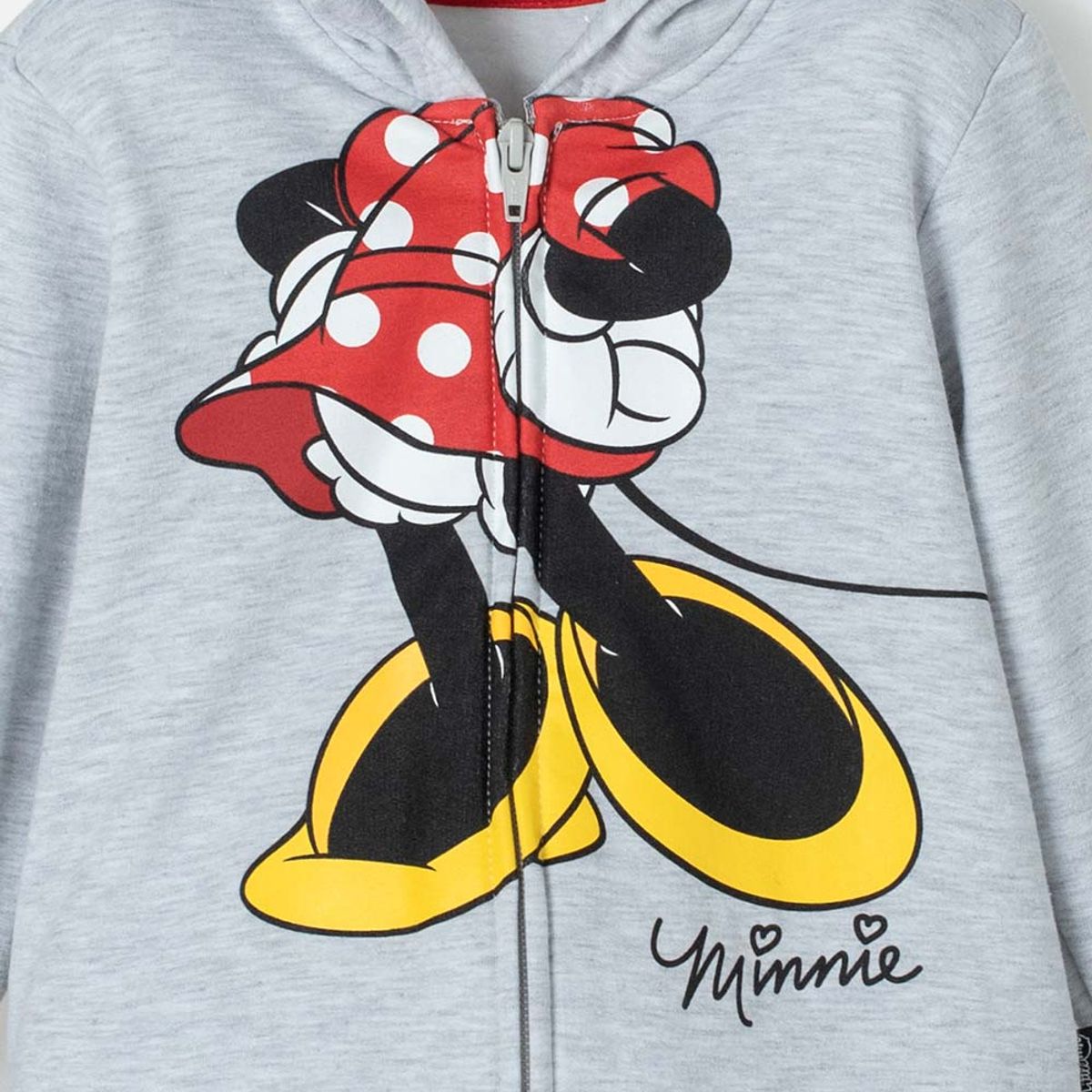 DISNEY - Buzo de Minnie Mouse gris con capucha para niña 2T a 5T