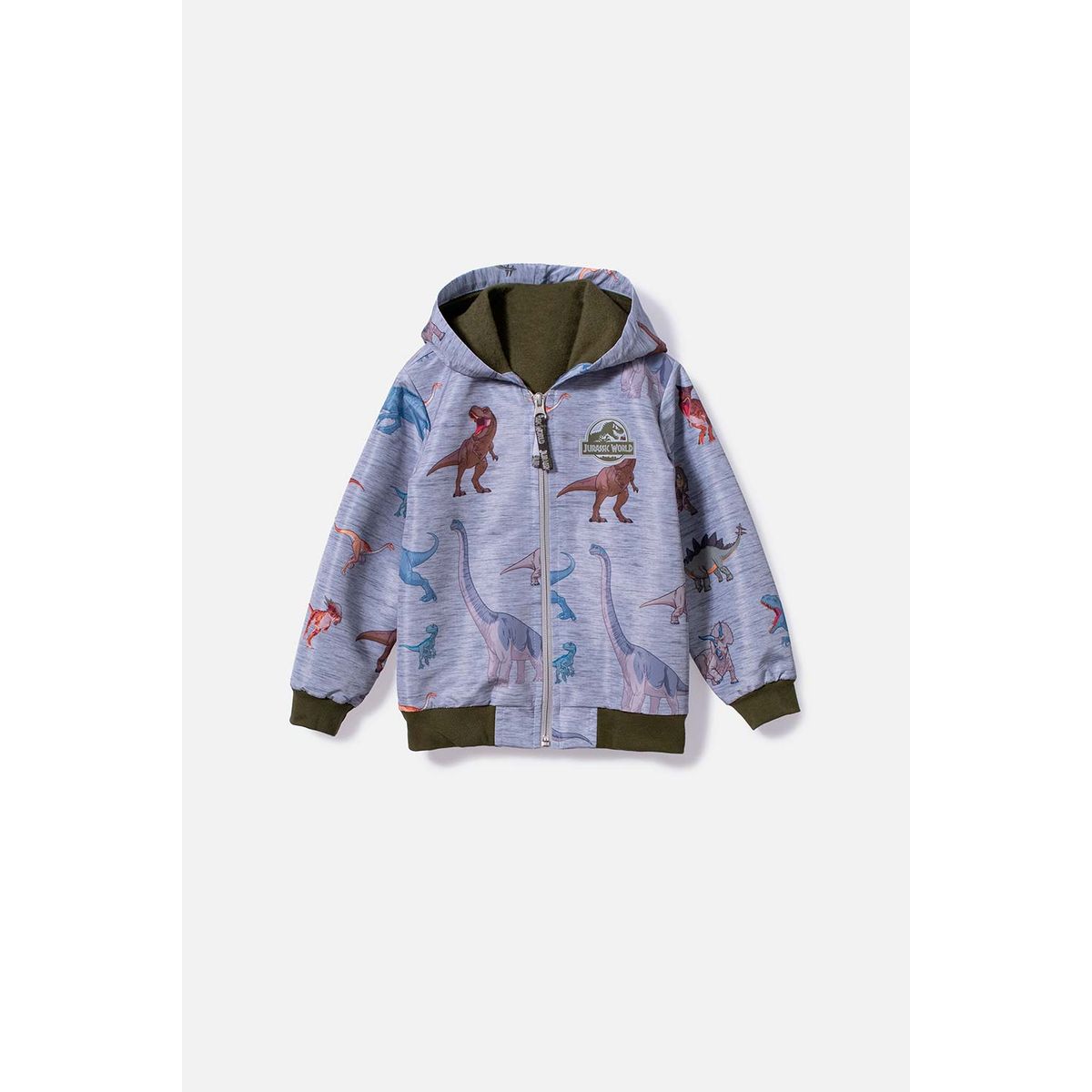 UNIVERSAL - Chaqueta de Jurassic World con capucha gris jaspe para niño 2T a 5T