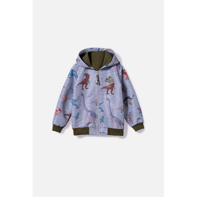 UNIVERSAL - Chaqueta de Jurassic World con capucha gris jaspe para niño 2T a 5T