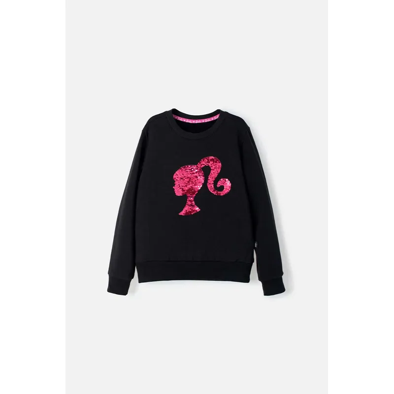 MATTEL - Buzo de Barbie cuello redondo negro para niña