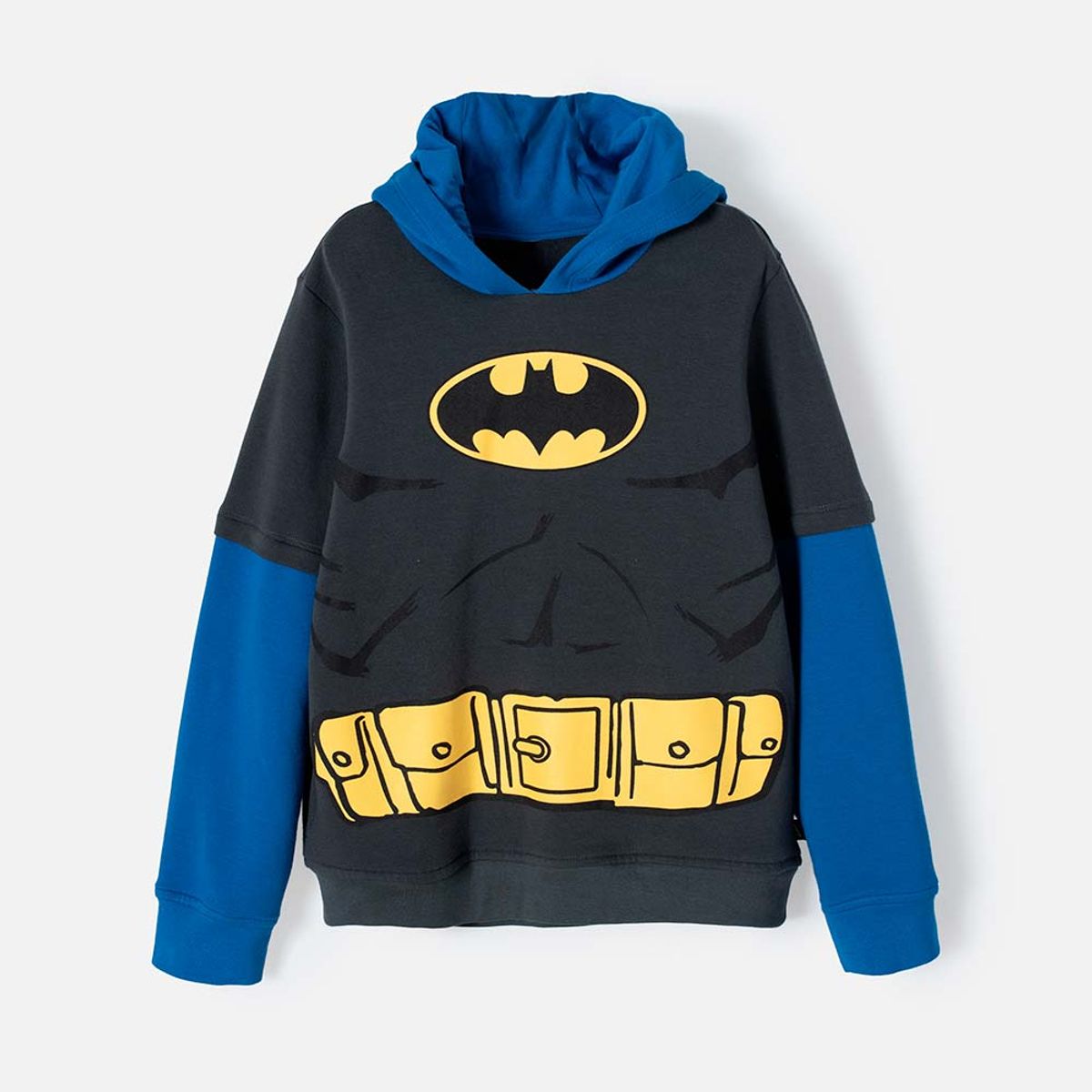 DC COMICS - Buzo de Batman cerrado azul y gris para niño