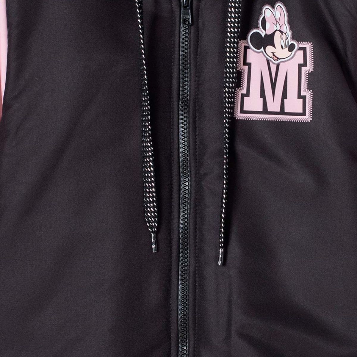 DISNEY - Chaqueta de Minnie Mouse negra y rosada impermeable para niña