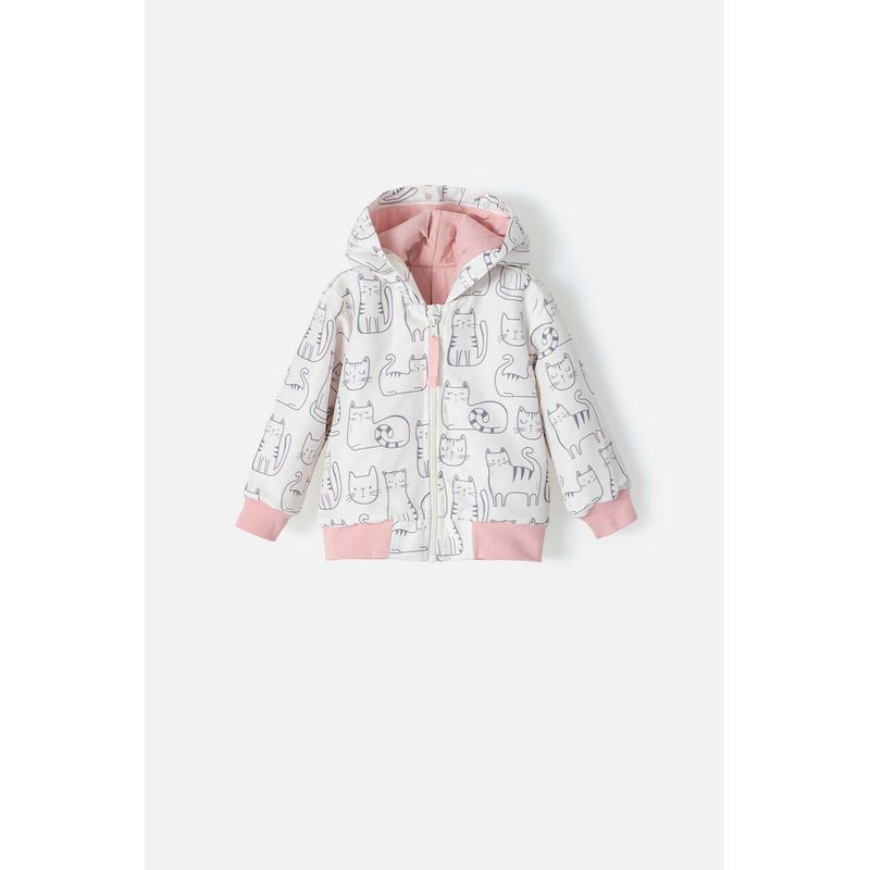 LITTLEMIC - Chaqueta de LittleMic con capucha marfil y palo de rosa para bebé niña