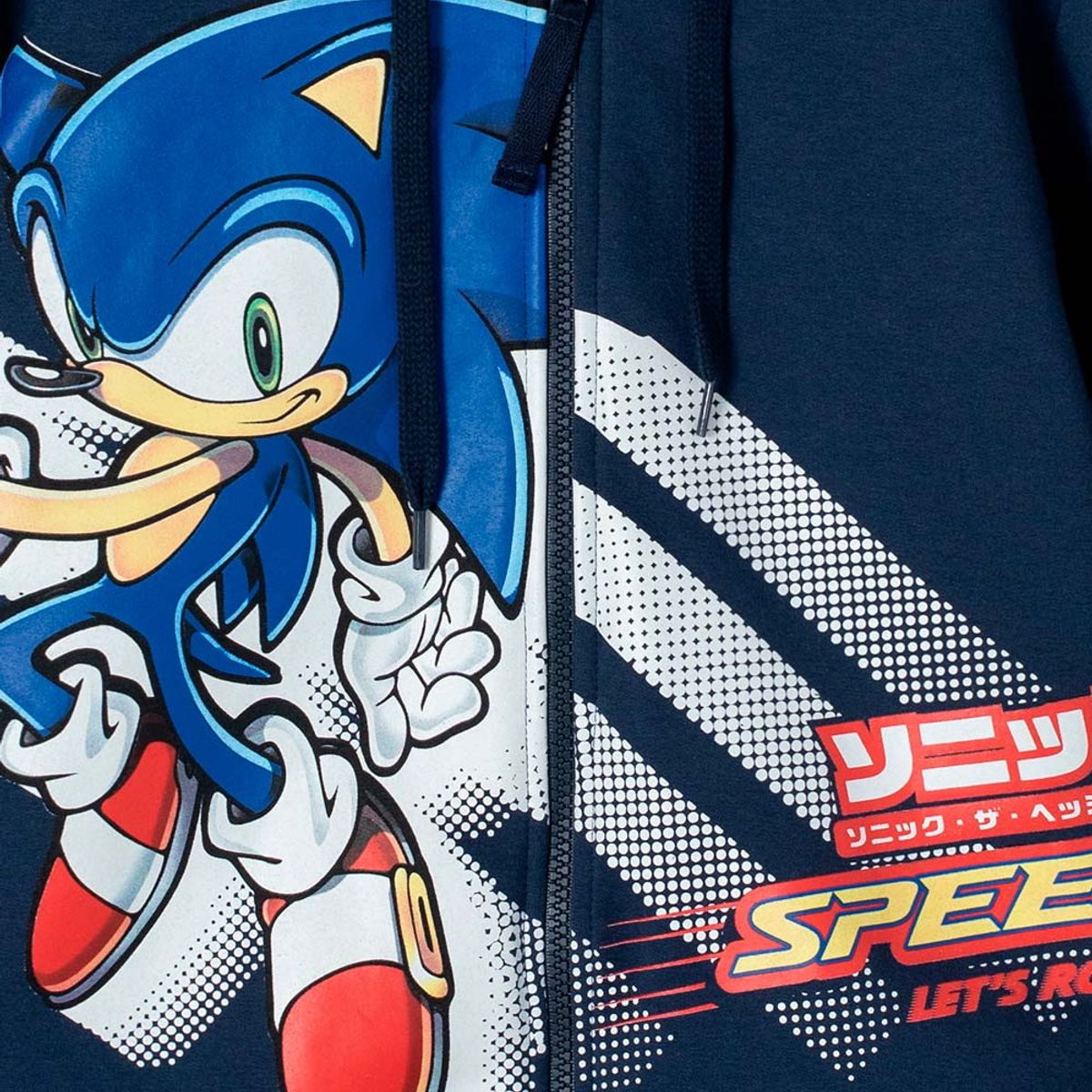 SONIC - Buzo de Sonic con cierre azul para niño