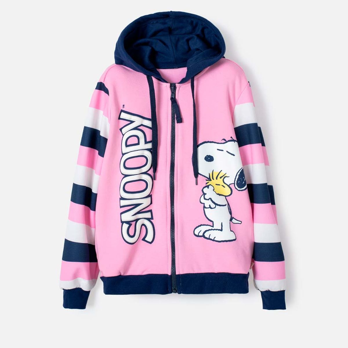 SNOOPY - Buzo de Snoopy con cierre rosado para niña