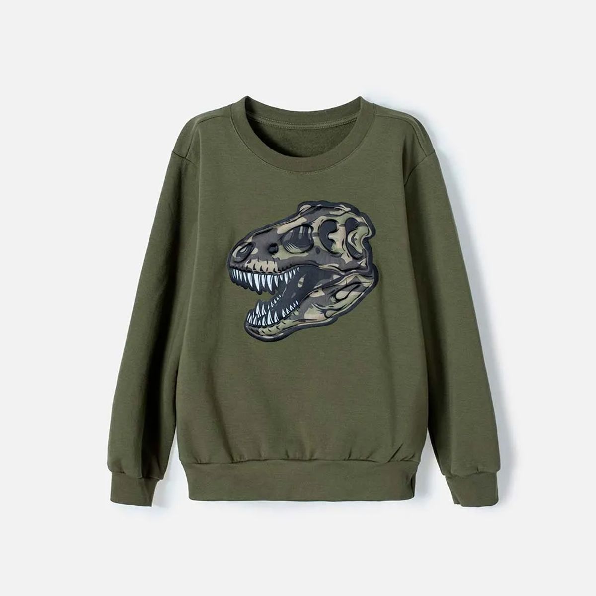 MIC - Buzo de Mic cuello redondo cerrado verde militar para niño