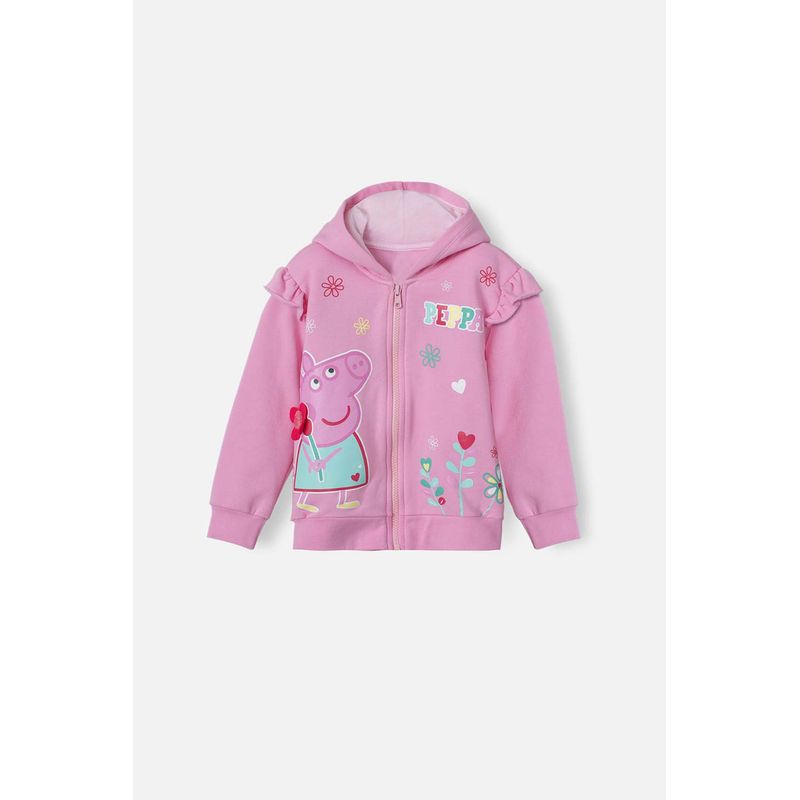 HASBRO - Buzo de Peppa Pig rosado abierto con capucha para niña 2T a 5T