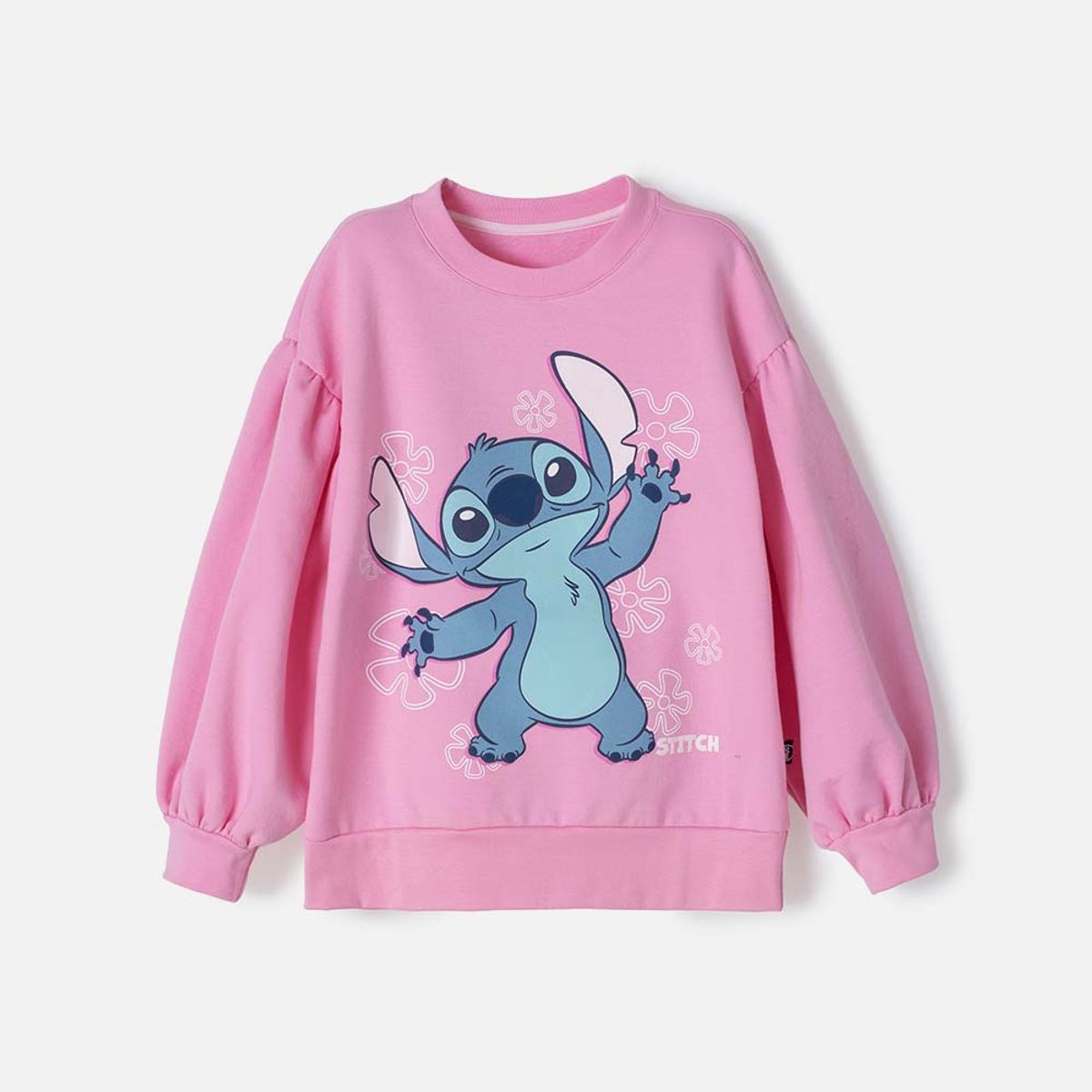 DISNEY - Buzo de Lilo y Stitch rosado de cuello redondo para niña