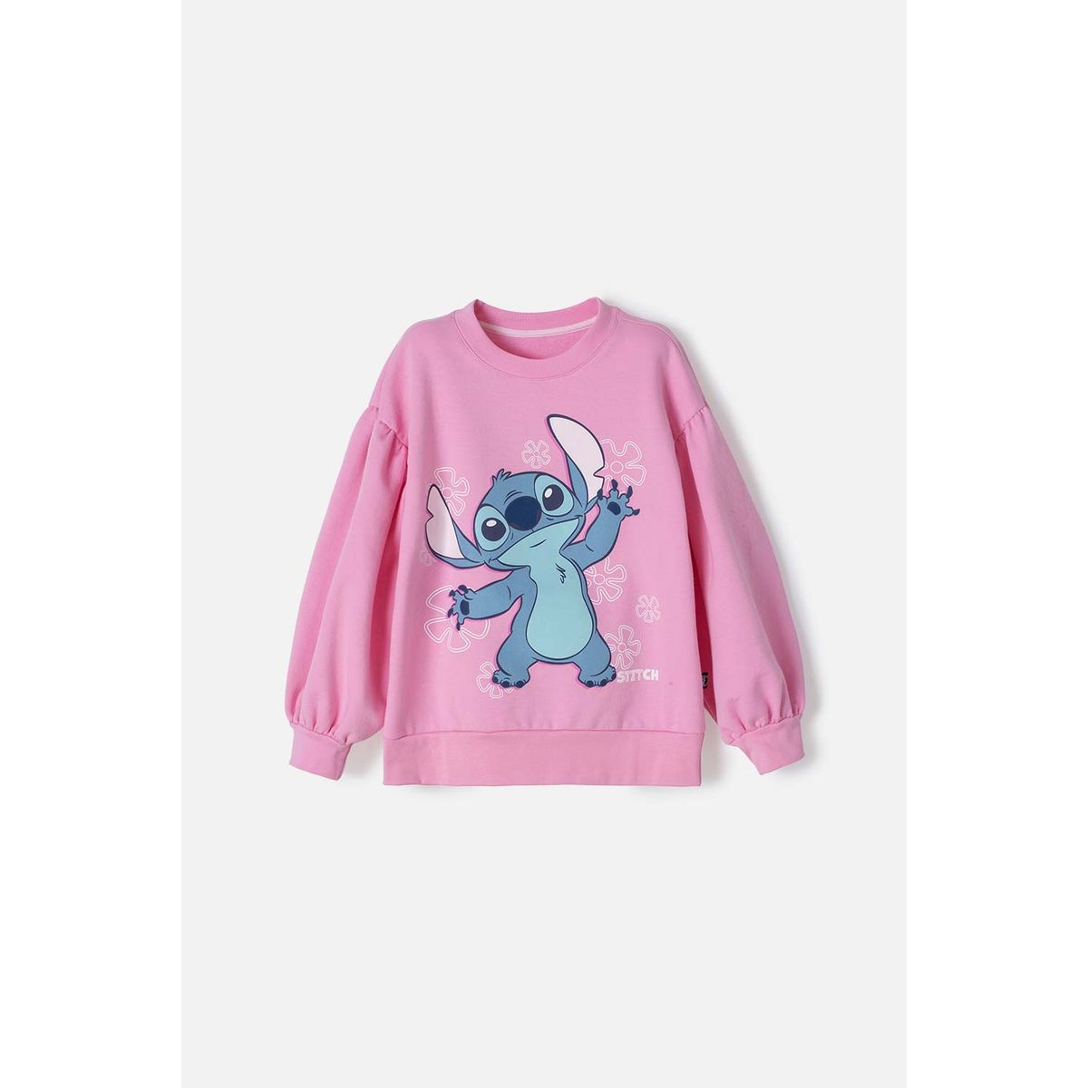 DISNEY - Buzo de Lilo y Stitch rosado de cuello redondo para niña