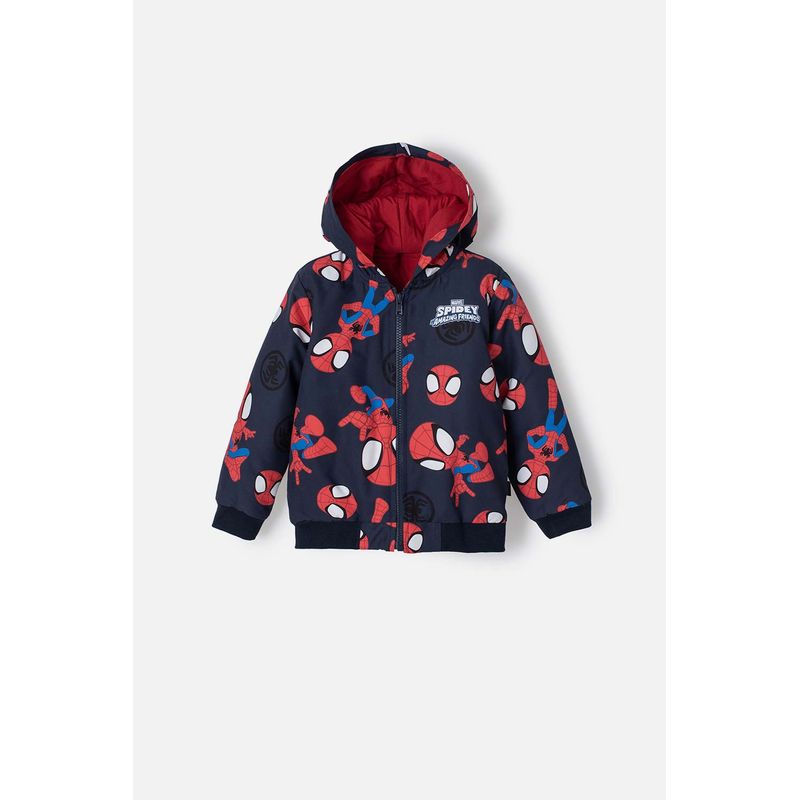 MARVEL - Chaqueta de Spidey and his amazing friends roja y azul de diseño abierto para niño 2T a 5T