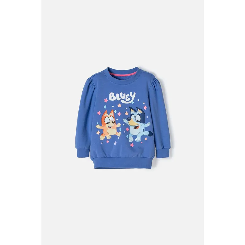 BLUEY - Buzo de Bluey azul de diseño cerrado para niña 2T a 6T