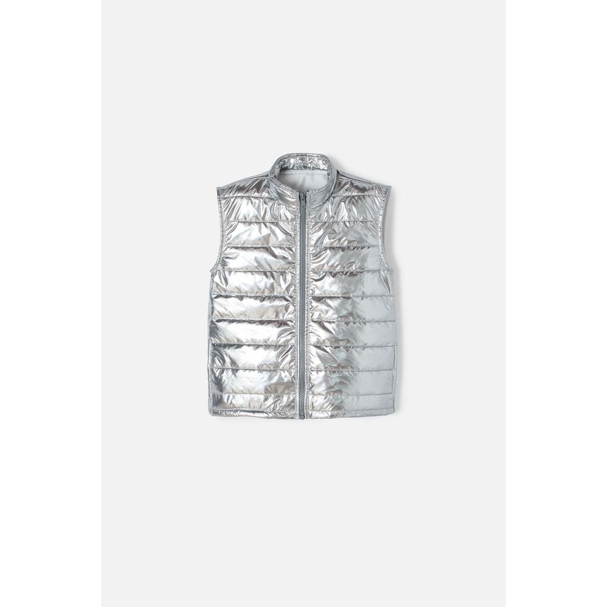 MIC - Chaleco Mic color plata con cierre frontal para niña