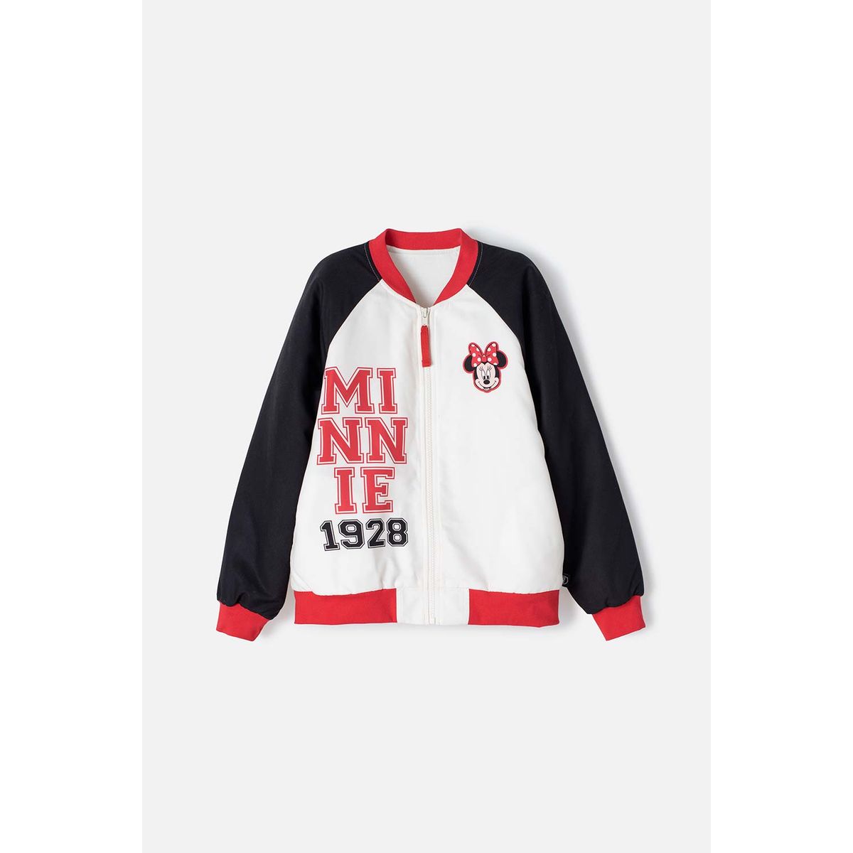 DISNEY - Chaqueta de Minnie Mouse con cierre blanco y rojo para niña