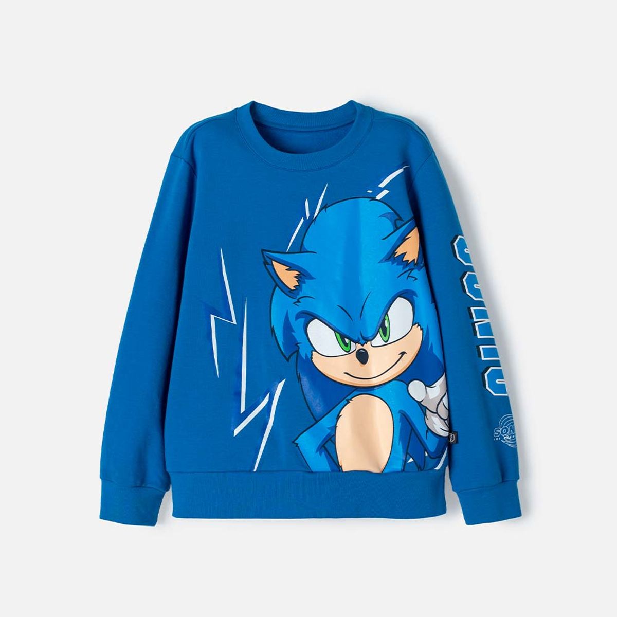 SONIC - Buzo de Sonic azul de diseño cerrado para niño