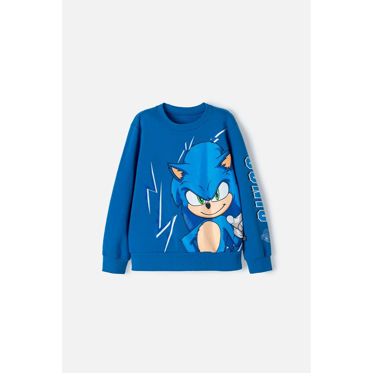 SONIC - Buzo de Sonic azul de diseño cerrado para niño