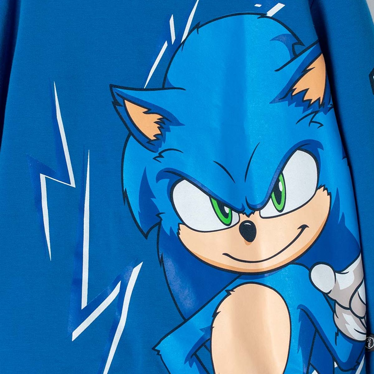 SONIC - Buzo de Sonic azul de diseño cerrado para niño