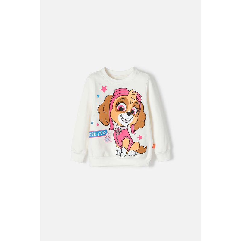NICKELODEON - Buzo de Paw patrol cerrado marfil para niña 2T a 5T