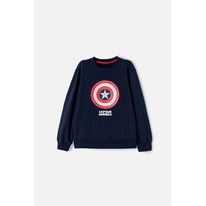 Buzo del Capitán América azul y rojo de diseño cerrado para niño