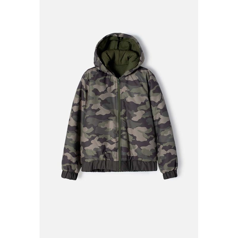MIC - Chaqueta de Mic con cierre verde militar para niño