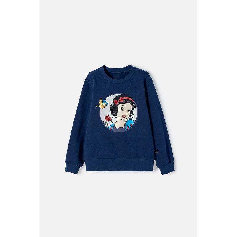 DISNEY - Buzo de Blancanieves azul estampado en frente para niña