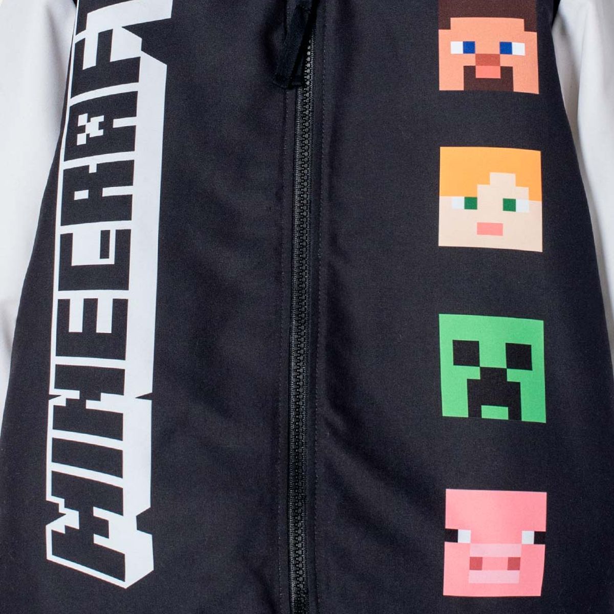 MINECRAFT - Chaqueta de Minecraft marfil y negra estampada en frente para niño
