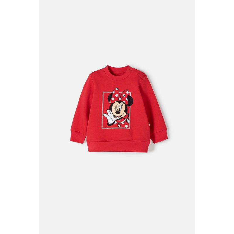 DISNEY - Buzo Minnie Mouse cerrado rojo para bebé niña