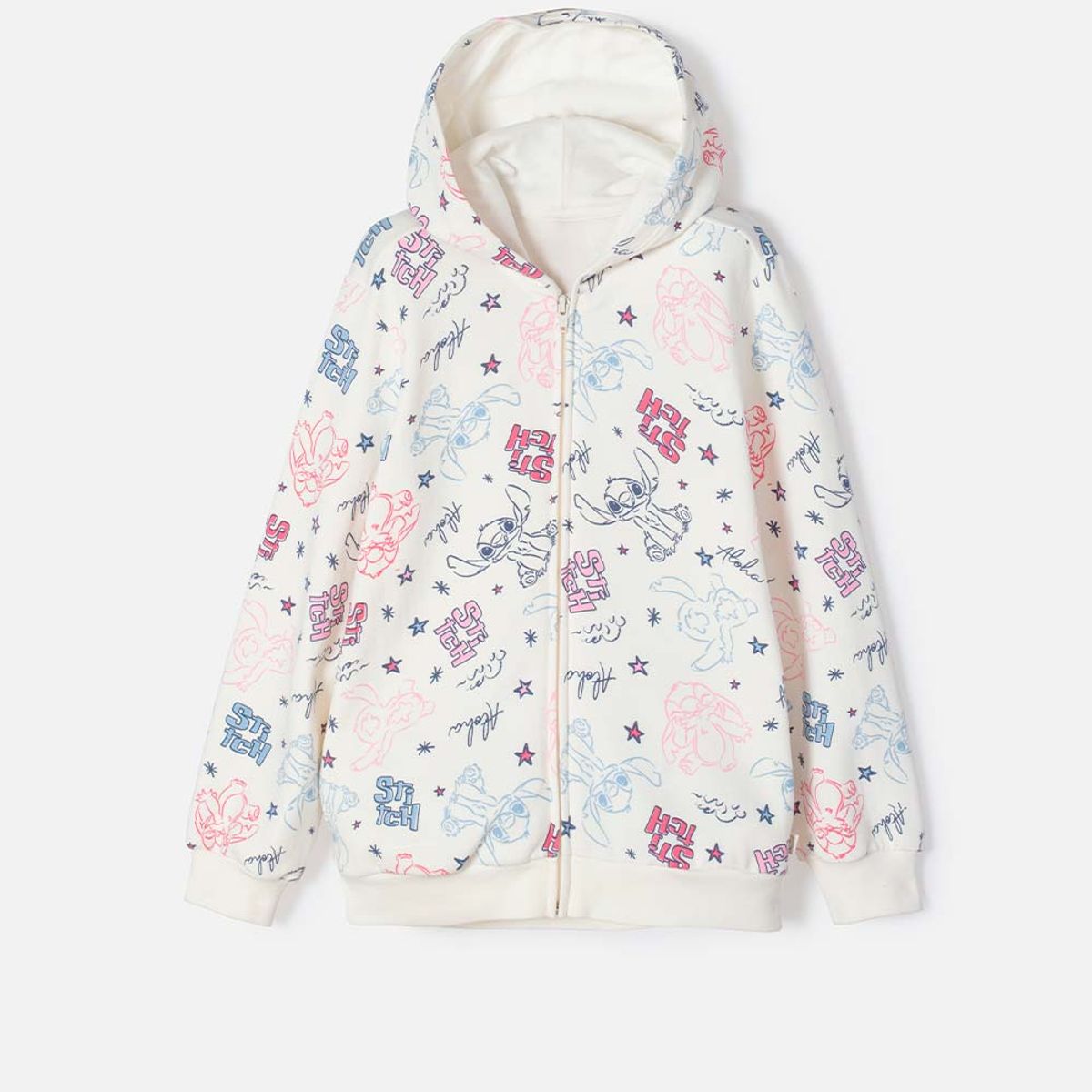 DISNEY - Chaqueta de Stitch marfil con capucha para niña