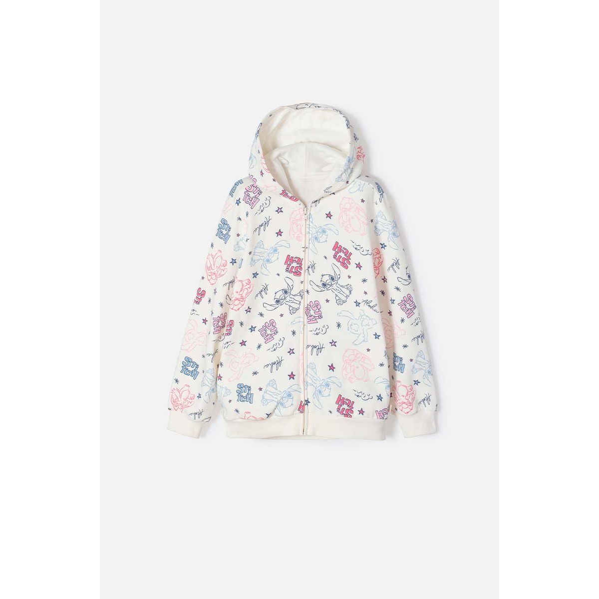 DISNEY - Chaqueta de Stitch marfil con capucha para niña