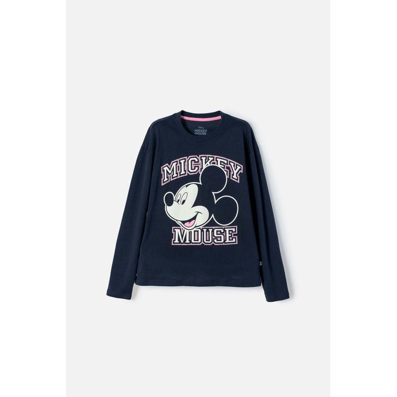 DISNEY - Buzo de Minnie Mouse azul estampado en frente para niña