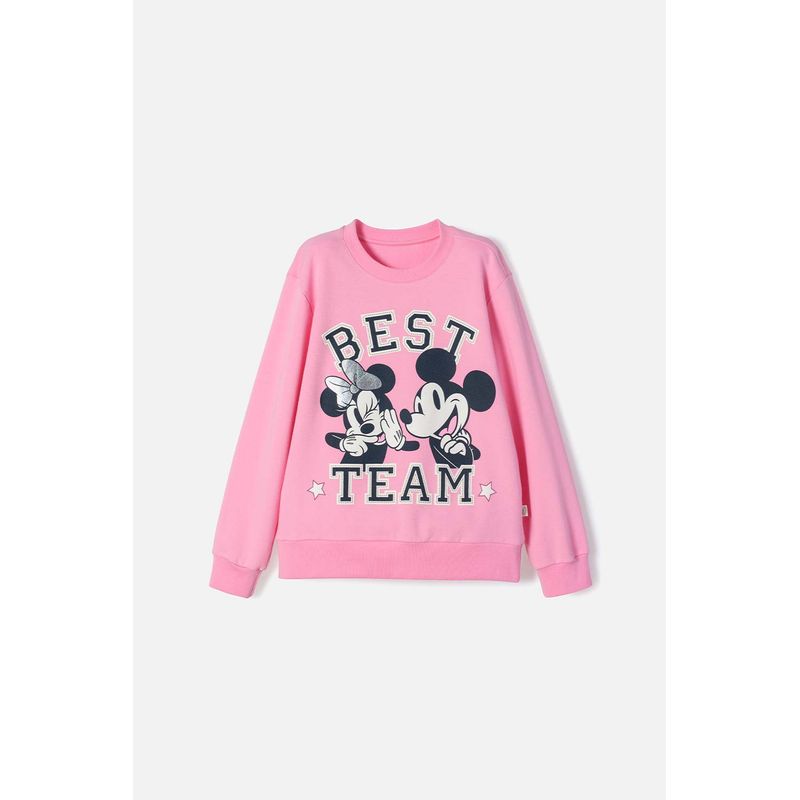 DISNEY - Buzo de Minnie Mouse rosado de diseño cerrado para niña