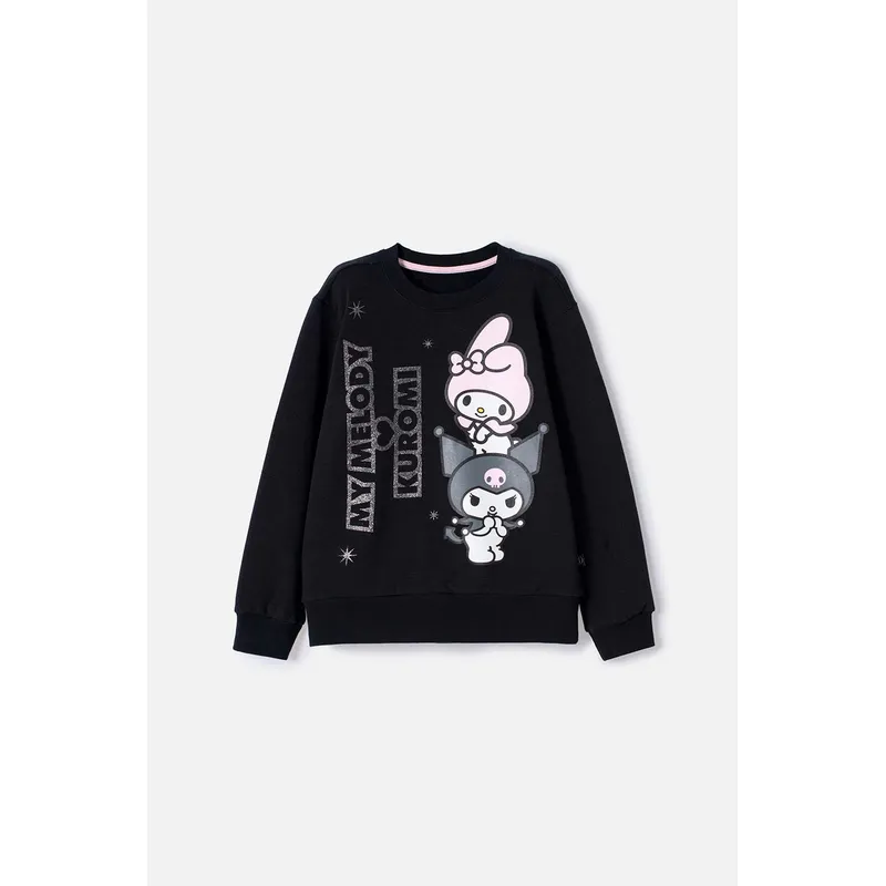 SANRIO - Buzo de My Melody & Kuromi negro de diseño cerrado para niña