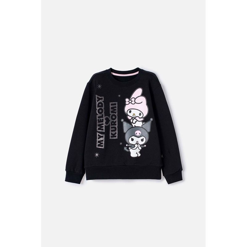 SANRIO - Buzo de My Melody & Kuromi negro de diseño cerrado para niña