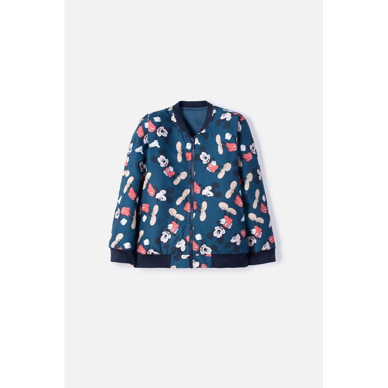 DISNEY - Chaqueta de Mickey Mouse azul oscura con estampado allover para niño 2T a 5T