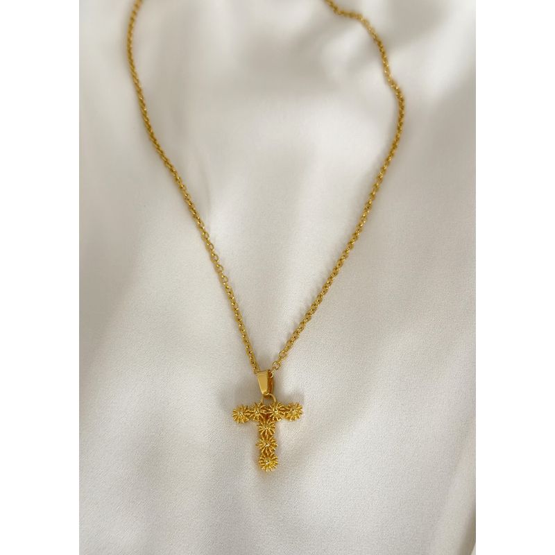 GENERICO - Cadena Letra T en bronce con baño en oro de 24kt - LETRA T