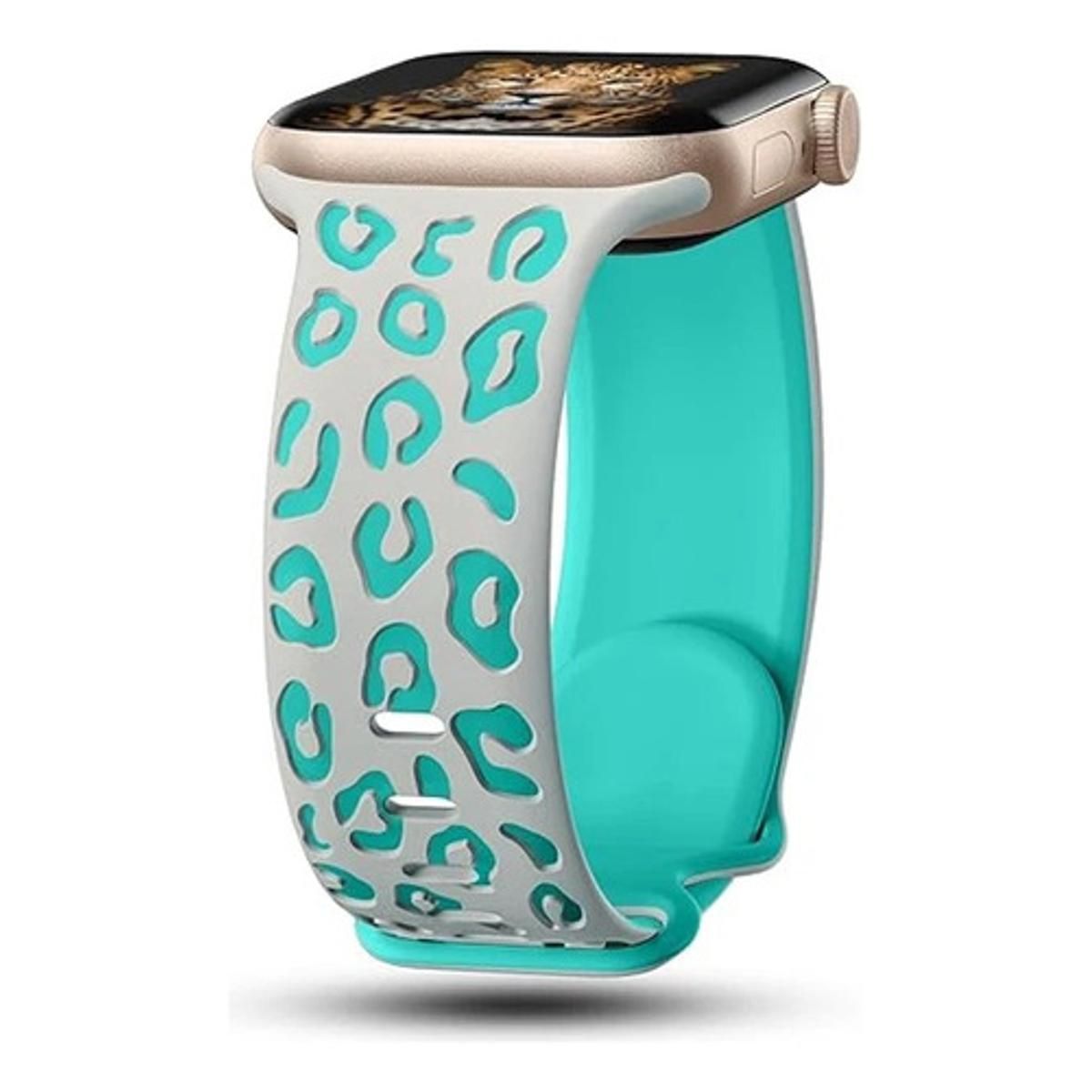 GENERICO - Correa Pulso Manilla Animal Print Apple Watch 38mm 40mm 41mm 32 mmGris Turquesa