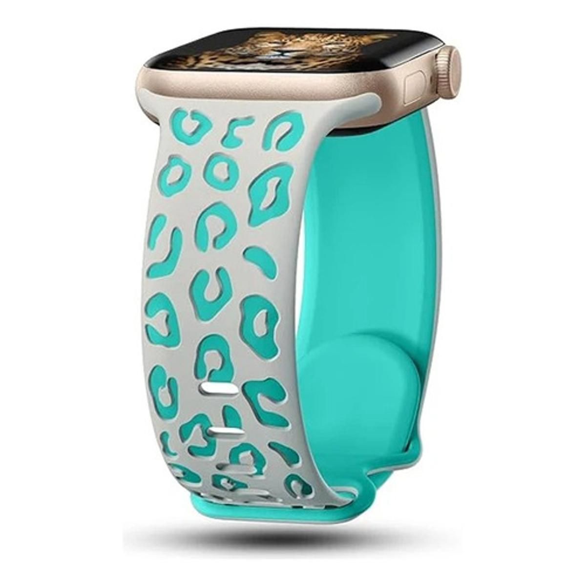 GENERICO - Correa Pulso Manilla Animal Print Apple Watch 38mm 40mm 41mm 32 mmGris Turquesa