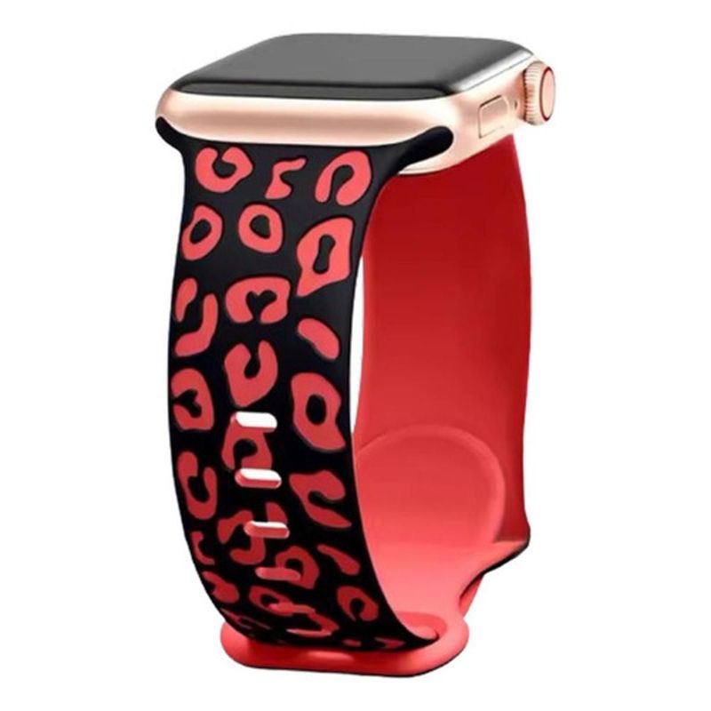 GENERICO - Correa Pulso Manilla Animal Print Apple Watch 38mm 40mm 41mm 32 mmNegroRojo