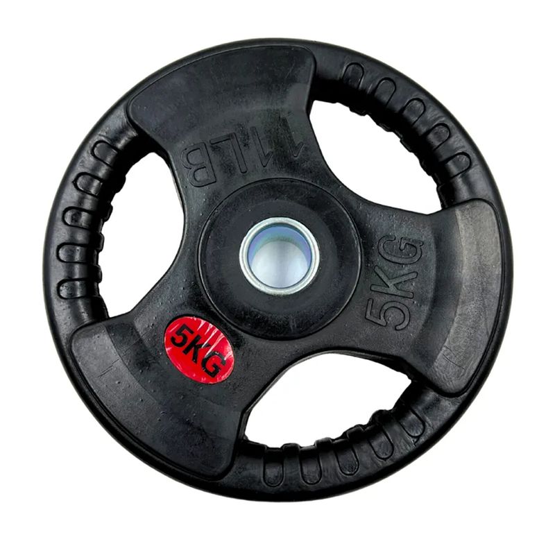 GENERICO - Disco 1" pulgada encauchetado 3 agarres de 5 kg 11lb