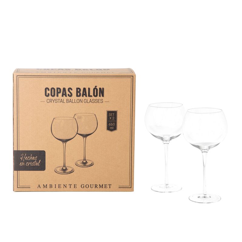 AMBIENTE GOURMET - Copa balon en cristal 650 ml setx2