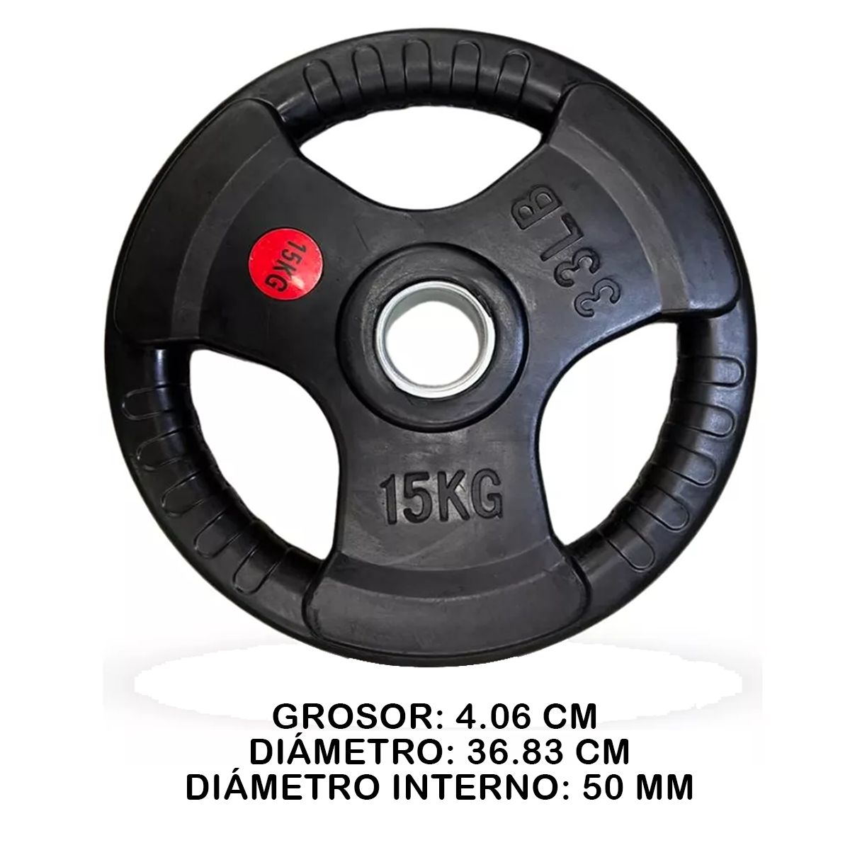 GENERICO - Disco olimpico 2" encauchetado 3 agarres de 15 kg