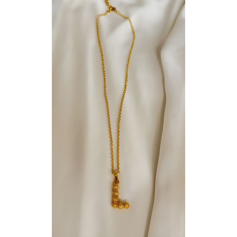 GENERICO - Cadena Letra L en bronce con baño en oro de 24kt - LETRA L